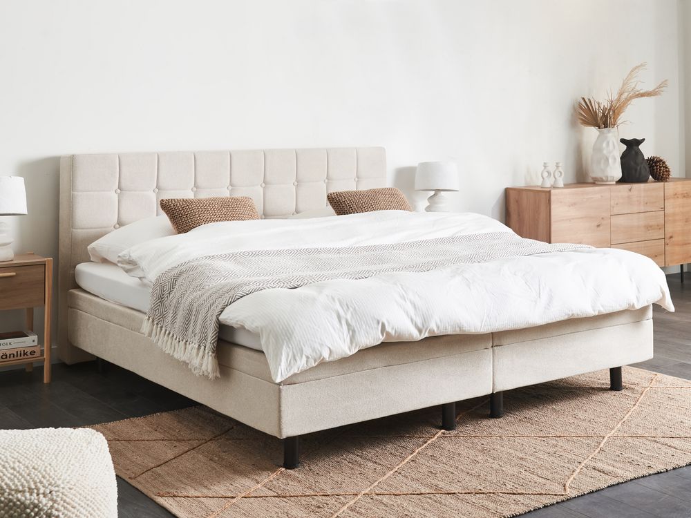 Letto regolabile elettricamente 180 x 200 cm beige chiaro con telecomando