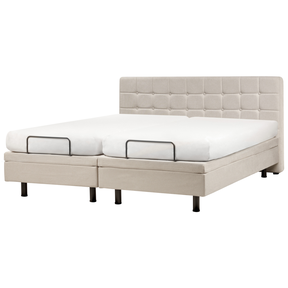 Letto regolabile elettricamente 180 x 200 cm beige chiaro con telecomando
