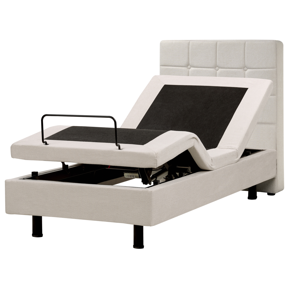 Letto Tessuto Beige Chiaro Elettrico Regolabile con Telecomando 80 x 200 cm
