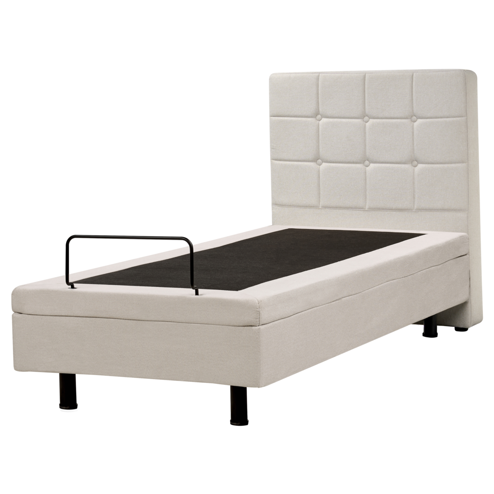 Letto Tessuto Beige Chiaro Elettrico Regolabile con Telecomando 80 x 200 cm