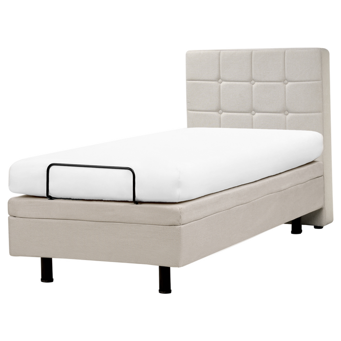 Letto Tessuto Beige Chiaro Elettrico Regolabile con Telecomando 80 x 200 cm