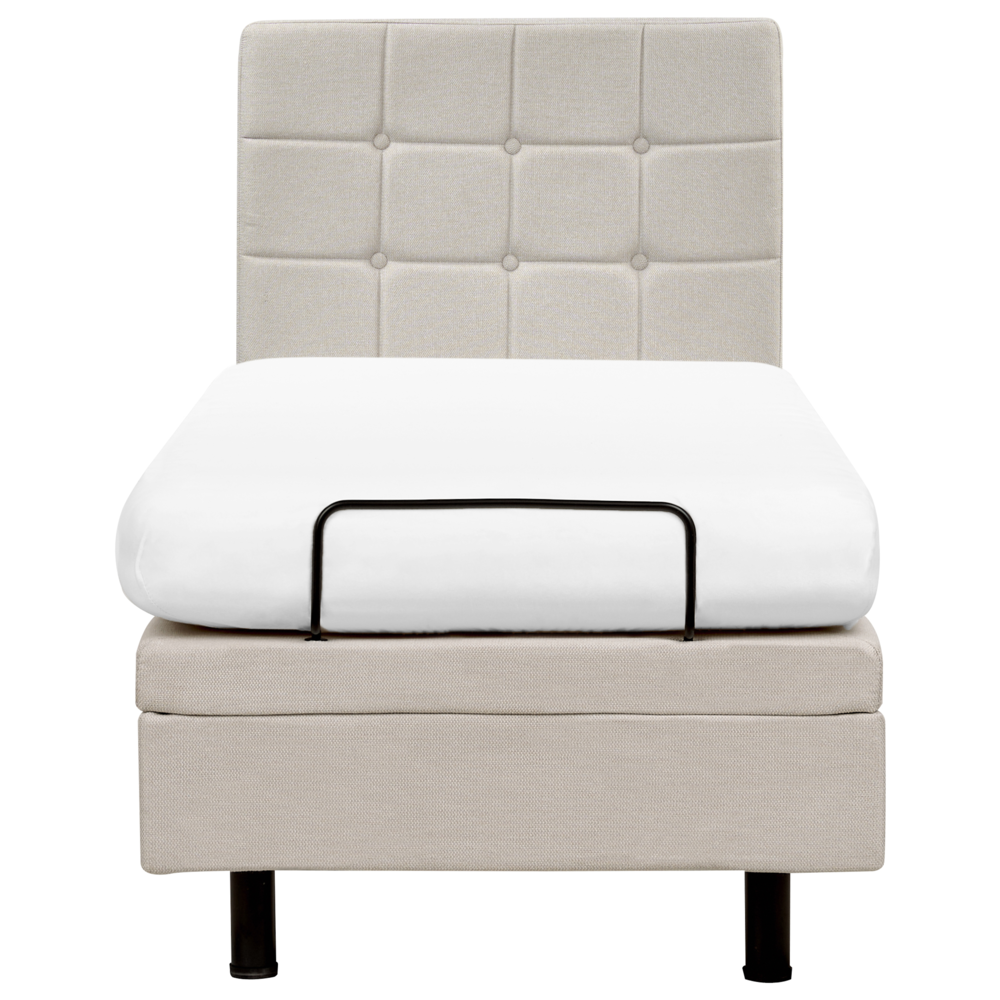 Letto Tessuto Beige Chiaro Elettrico Regolabile con Telecomando 80 x 200 cm
