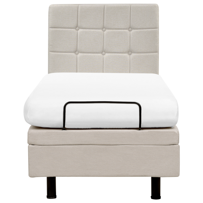 Letto Tessuto Beige Chiaro Elettrico Regolabile con Telecomando 80 x 200 cm