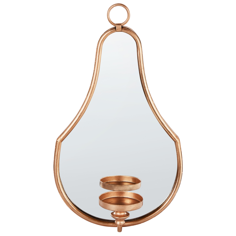 Portacandele da parete in metallo con specchio dorato decorazione elegante