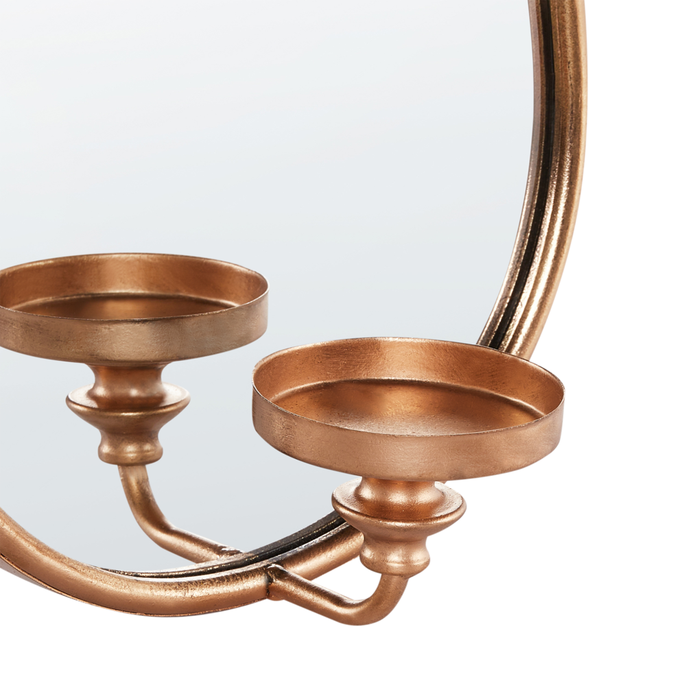 Portacandele da parete in metallo con specchio dorato decorazione elegante