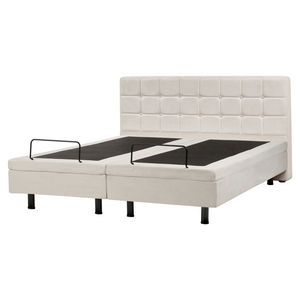 Letto moderno regolabile elettricamente con telecomando in tessuto beige chiaro 160 x 200 cm