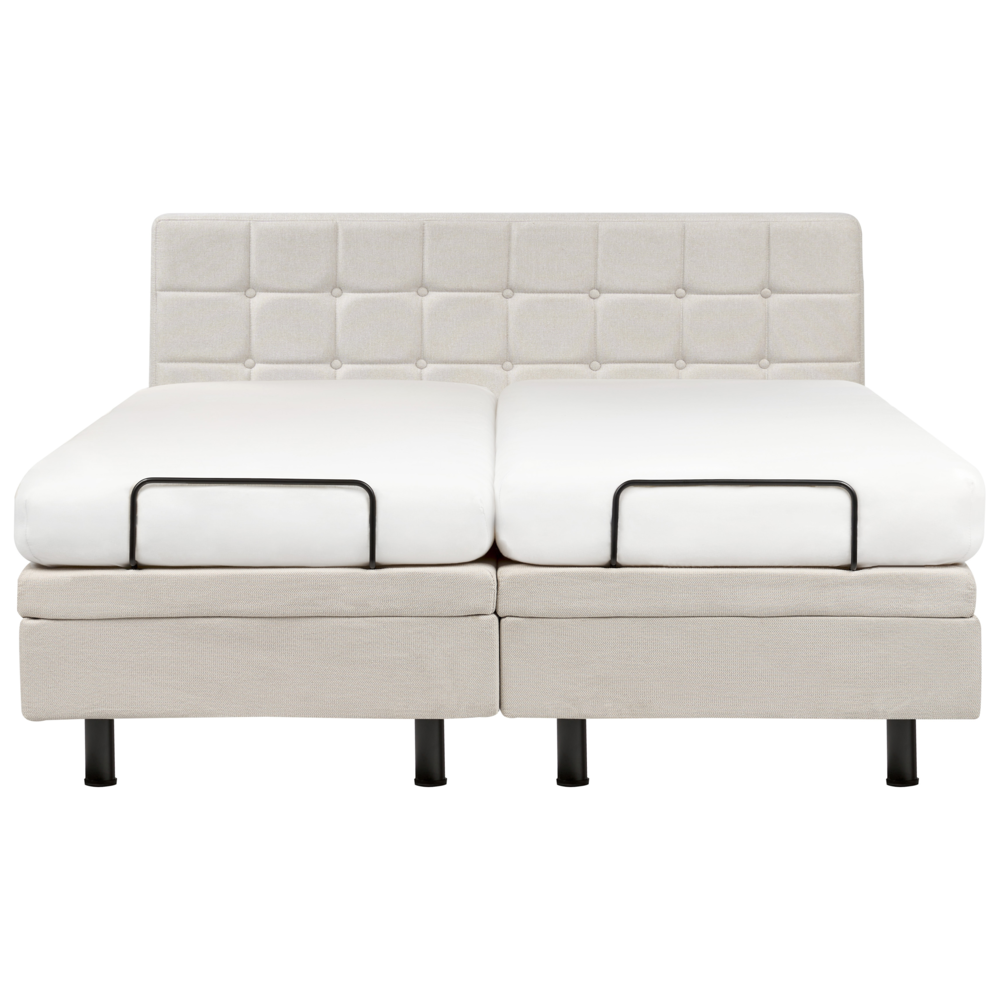 Letto moderno regolabile elettricamente con telecomando in tessuto beige chiaro 160 x 200 cm