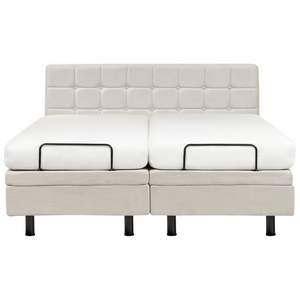 Letto moderno regolabile elettricamente con telecomando in tessuto beige chiaro 160 x 200 cm