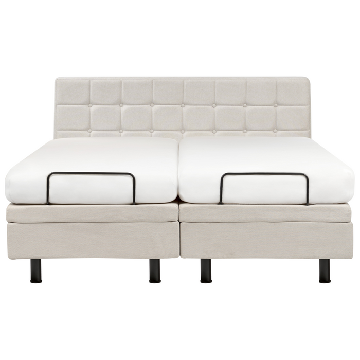 Letto moderno regolabile elettricamente con telecomando in tessuto beige chiaro 160 x 200 cm