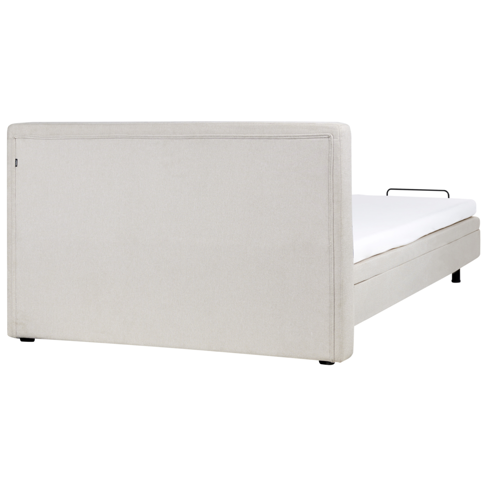 Letto moderno regolabile elettricamente con telecomando in tessuto beige chiaro 160 x 200 cm
