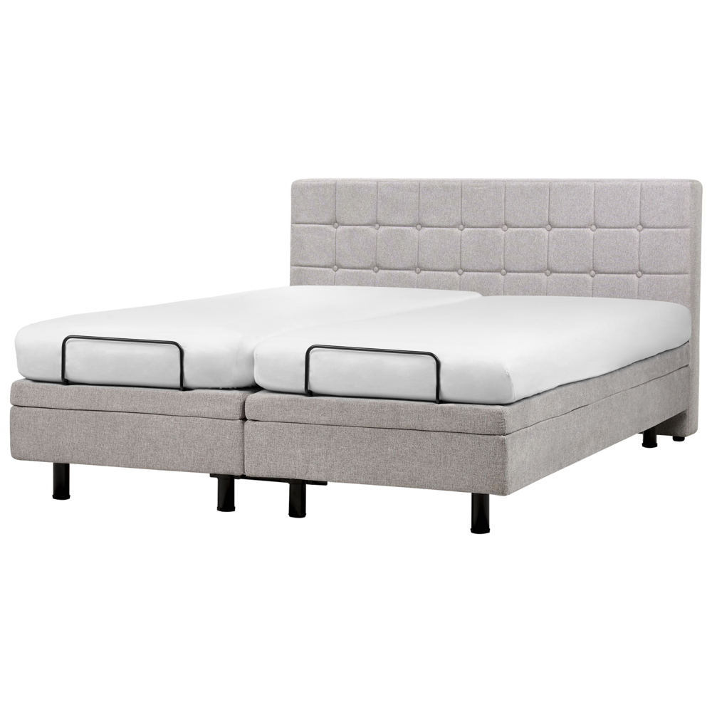 Letto Tessuto Grigio Chiaro Elettrico Regolabile con Telecomando 180 x 200 cm