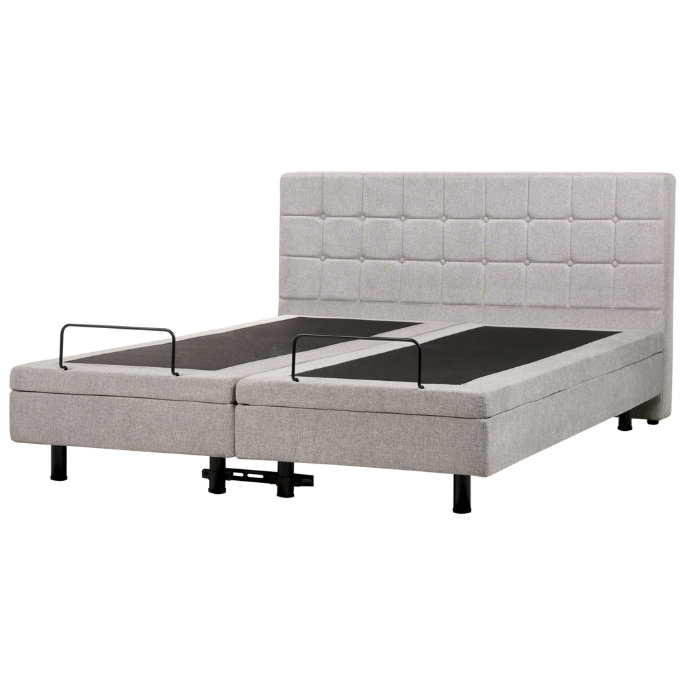 Letto Tessuto Grigio Chiaro Elettrico Regolabile con Telecomando 180 x 200 cm