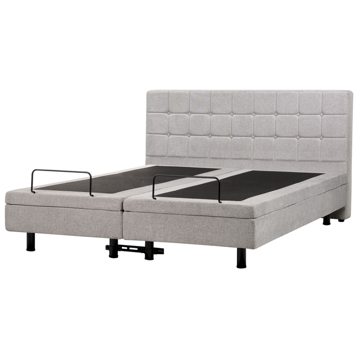 Letto Tessuto Grigio Chiaro Elettrico Regolabile con Telecomando 180 x 200 cm