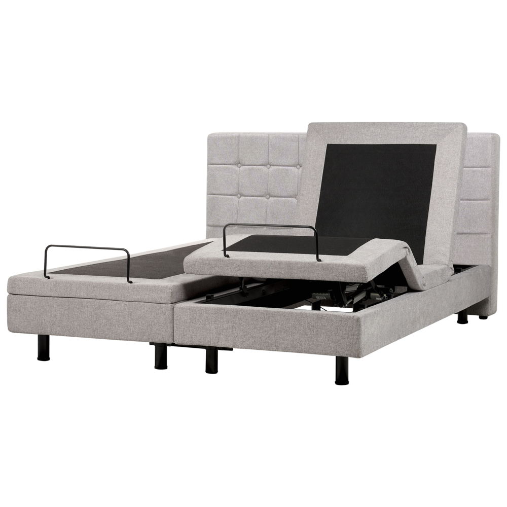 Letto Tessuto Grigio Chiaro Elettrico Regolabile con Telecomando 180 x 200 cm