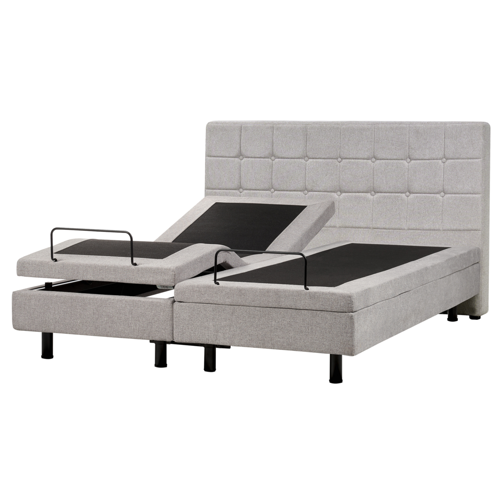 Letto Tessuto di colore Grigio Chiaro Elettrico Regolabile con Telecomando 160 x 200 cm matrimoniale moderno