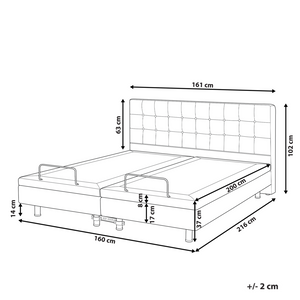 Letto Tessuto di colore Grigio Chiaro Elettrico Regolabile con Telecomando 160 x 200 cm matrimoniale moderno