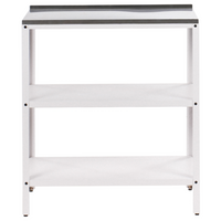 Isola da esterno in acciaio inox bianco 80 x 50 x 92 cm 2 ripiani con top Cucina da giardino da pranzo