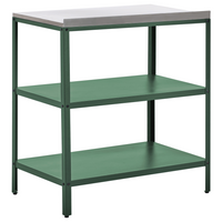 Isola da esterno in acciaio inox verde 80 x 50 x 92 cm 2 ripiani con top Cucina da giardino da pranzo