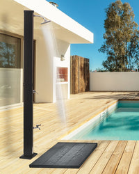 Set doccia miscelatore da esterno in PVC nero con funzione pioggia alimentato ad energia solare Giardino moderno