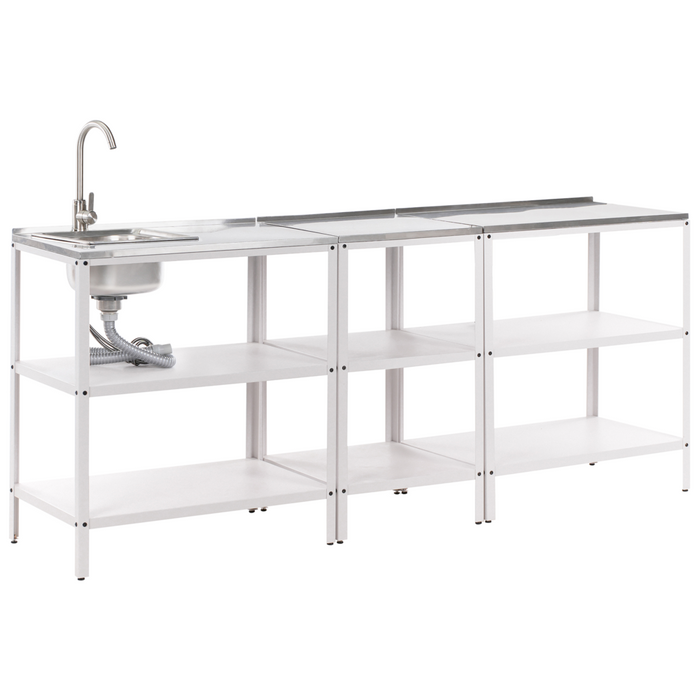 Set cucina da esterno 3 elementi in acciaio inox bianco 3 con cucina lavello a leva cucina da esterno