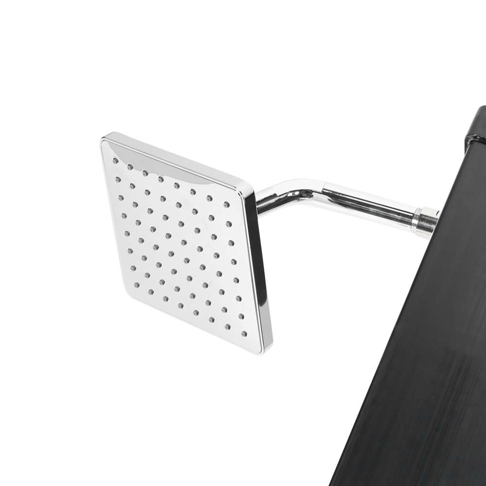 Doccia da esterno con miscelatore da esterno in acciaio inox nero con funzione pioggia alimentato ad energia solare Giardino moderno