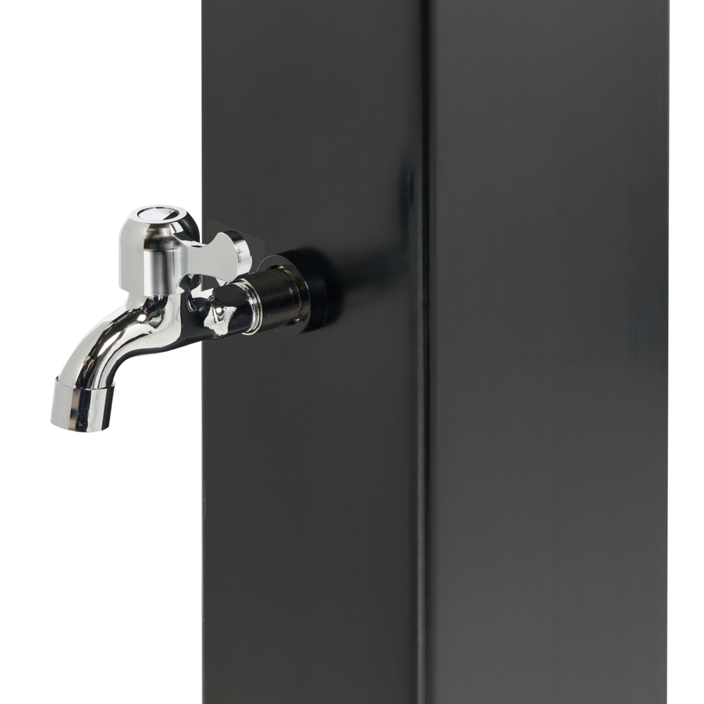 Doccia da esterno con miscelatore da esterno in acciaio inox nero con funzione pioggia alimentato ad energia solare Giardino moderno