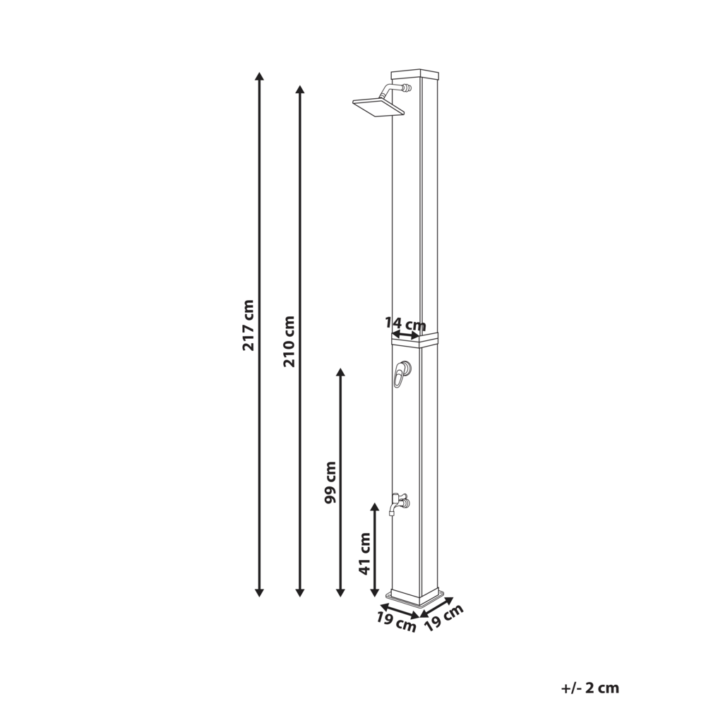 Doccia da esterno con miscelatore da esterno in acciaio inox nero con funzione pioggia alimentato ad energia solare Giardino moderno