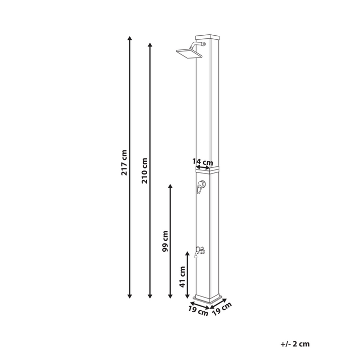 Doccia da esterno con miscelatore da esterno in acciaio inox nero con funzione pioggia alimentato ad energia solare Giardino moderno