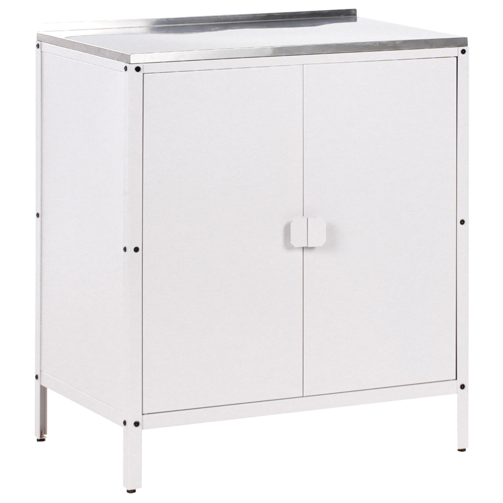 Set cucina da esterno 4 elementi in acciaio inox bianco 2 armadietti da cucina 2 console portaoggetti con lavello cucina da esterno