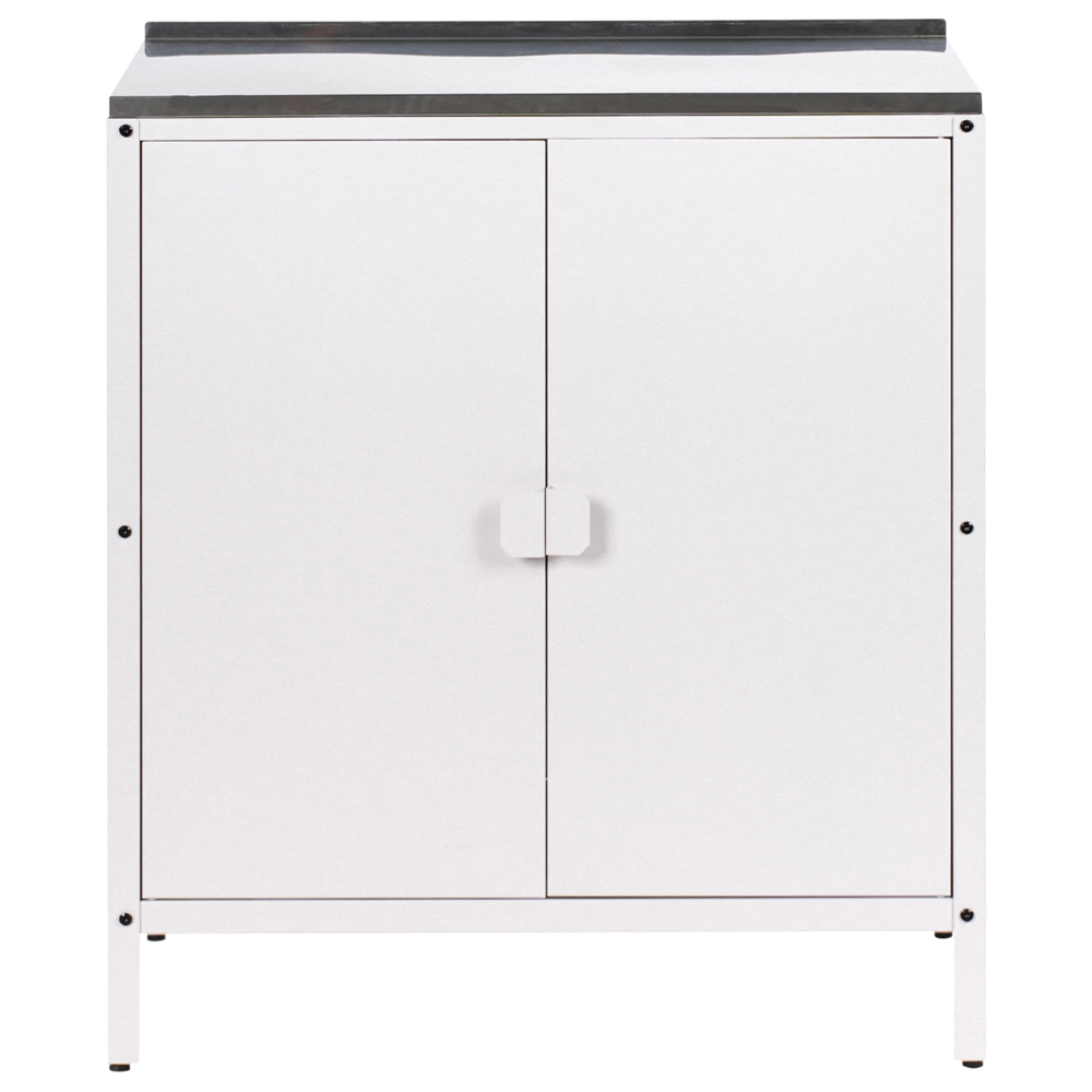 Set cucina da esterno 4 elementi in acciaio inox bianco 2 armadietti da cucina 2 console portaoggetti con lavello cucina da esterno