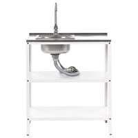 Set cucina da esterno 3 elementi in acciaio inox bianco 3 con cucina lavello a leva cucina da esterno