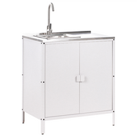 Set di cucina da esterno composto 3 elementi in acciaio bianco 2 armadietti con lavello leva singola cucina da esterno