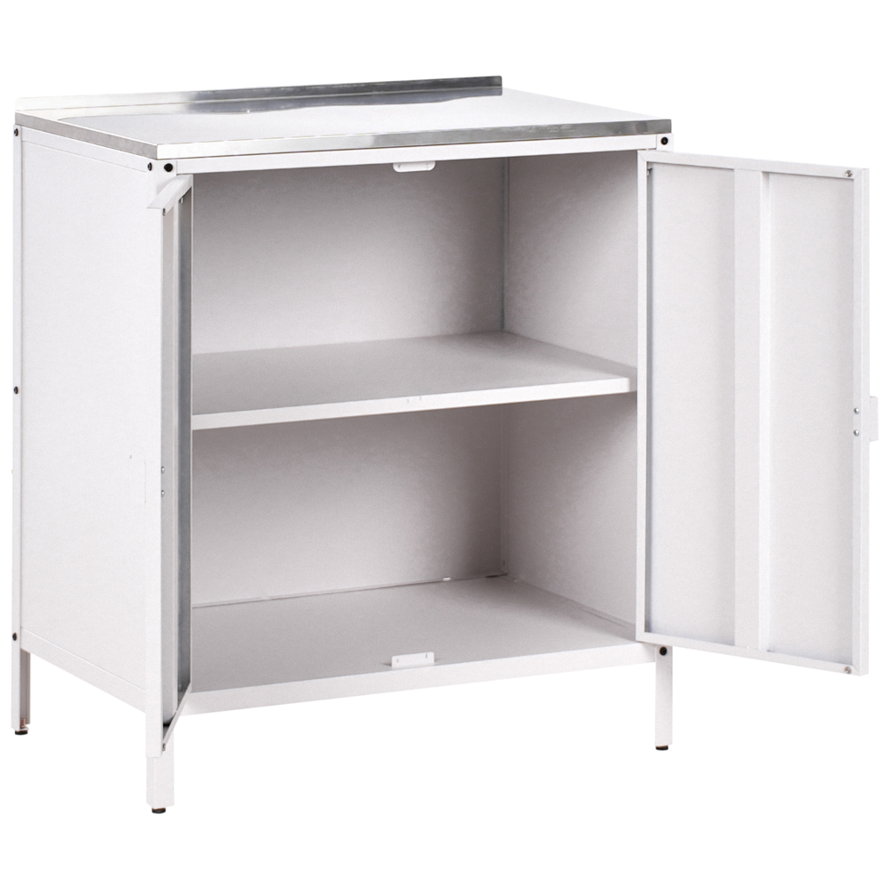 Set di cucina da esterno composto 3 elementi in acciaio bianco 2 armadietti con lavello leva singola cucina da esterno