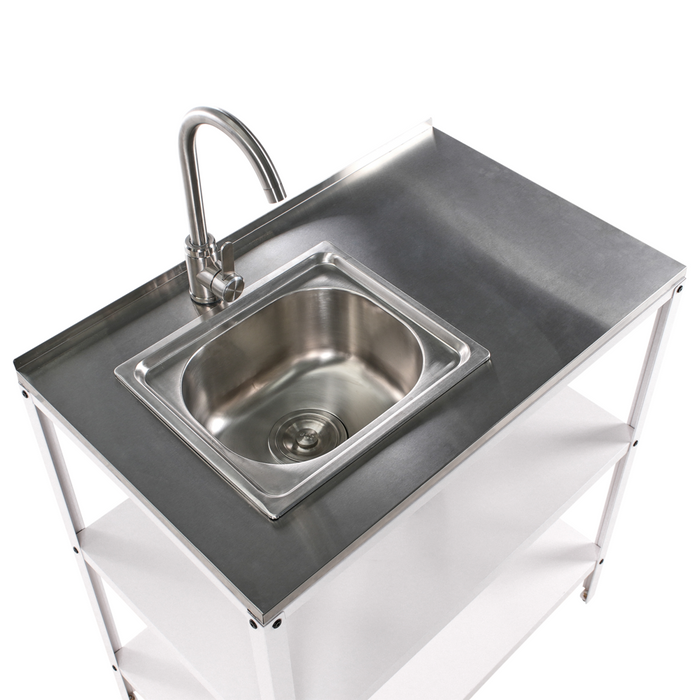 Set di cucina da esterno 2 elementi in acciaio inox bianco 2 isole da cucina lavello a leva cucina da esterno