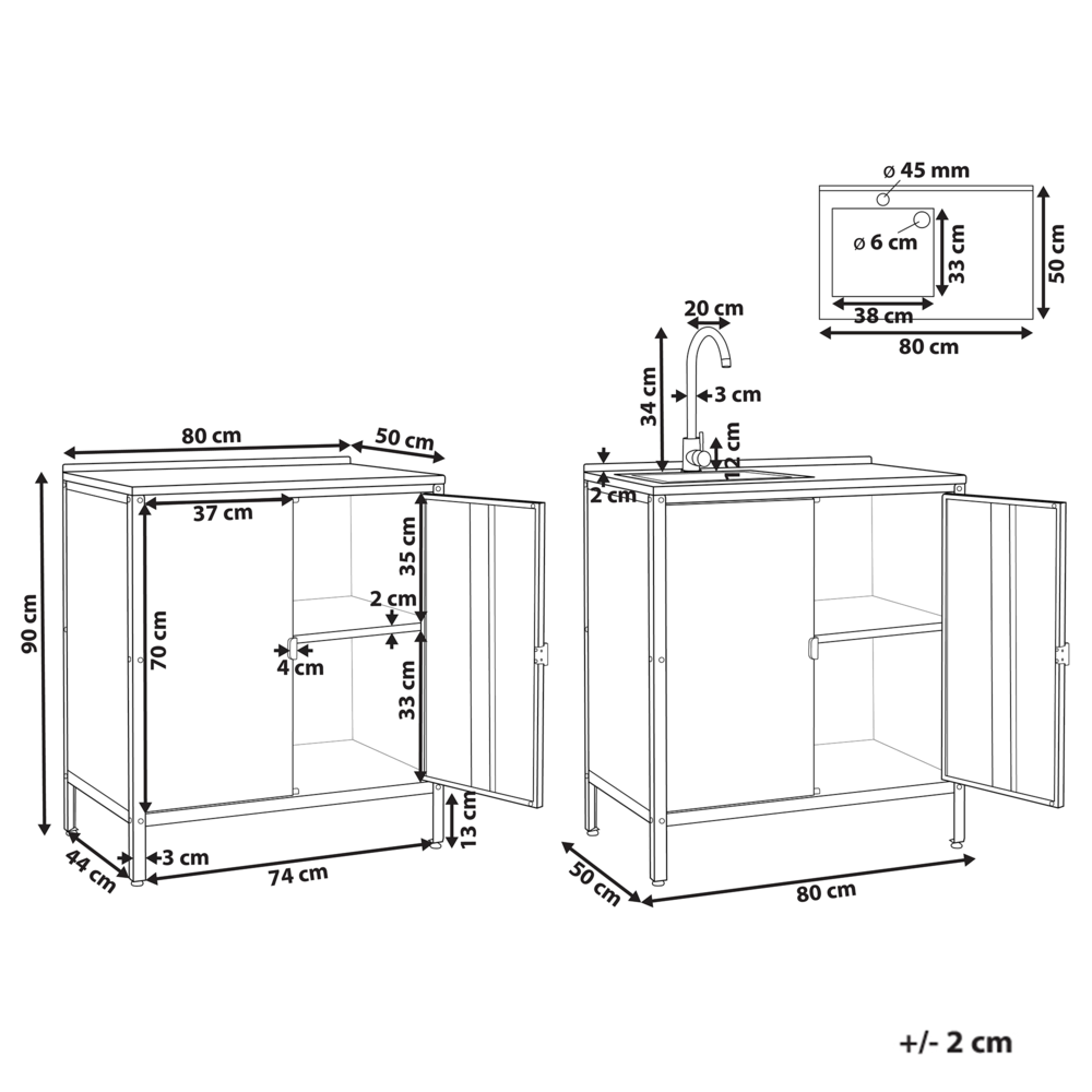 Set di cucina da esterno 2 elementi in acciaio inox verde 2 armadietto e lavello a leva cucina esterna