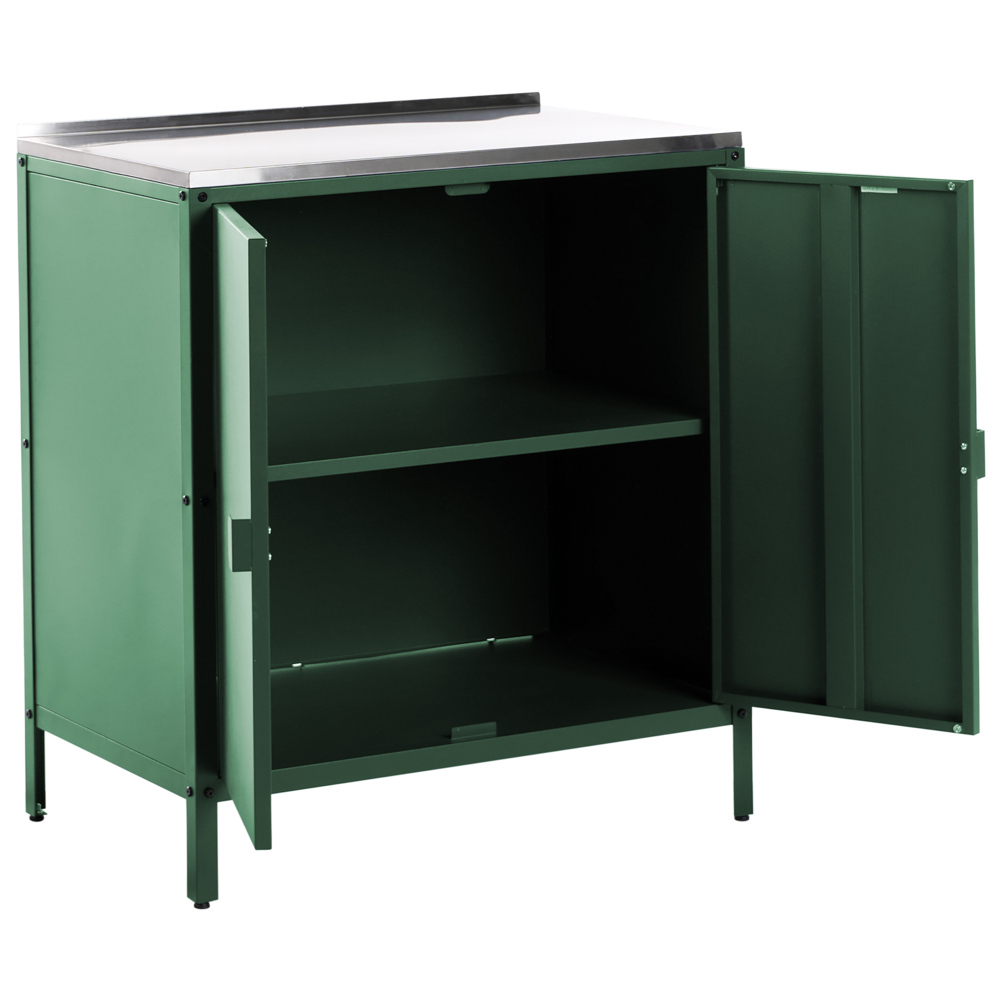 Set di cucina da esterno 2 elementi in acciaio inox verde 2 armadietto e lavello a leva cucina esterna