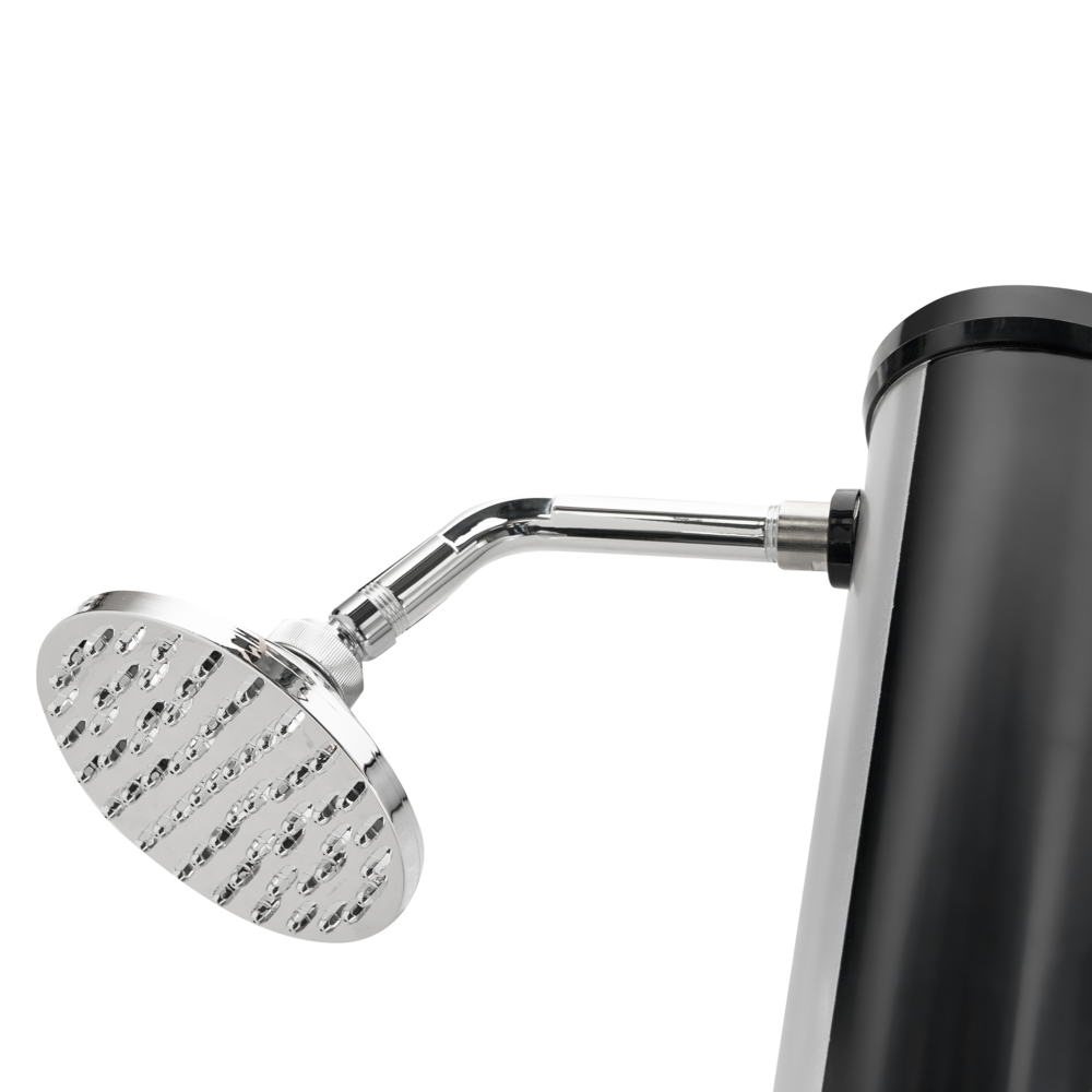 Set doccia miscelatore da esterno in PVC nero e argento con funzione pioggia alimentato ad energia solare Giardino moderno