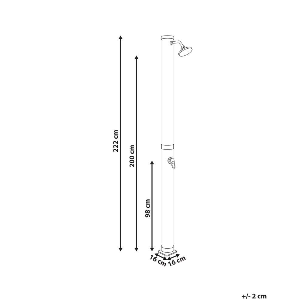 Set doccia miscelatore da esterno in PVC nero e argento con funzione pioggia alimentato ad energia solare Giardino moderno