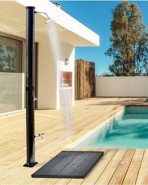 Set doccia miscelatore da esterno in PVC nero con funzione pioggia alimentato ad energia solare Giardino moderno