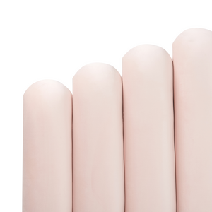 Letto matrimoniale ad acqua in velluto rosa pastello 180 x 200 cm testata alta a conchiglia stile classico retrò