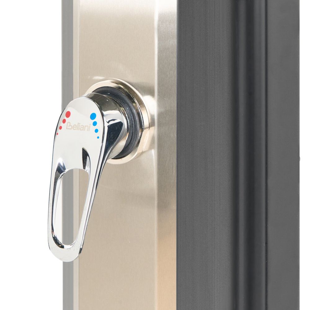 Set doccia miscelatore da esterno in PVC nero con funzione pioggia alimentato ad energia solare Giardino moderno