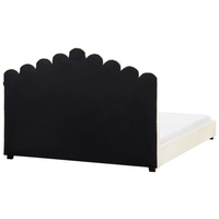 Letto matrimoniale ad acqua in velluto bianco sporco 180 x 200 cm testata alta a conchiglia stile classico retrò