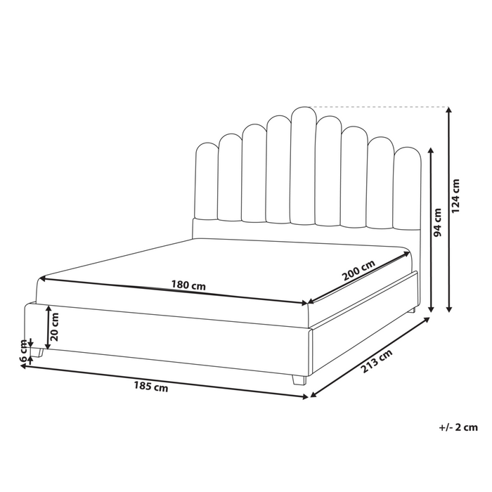 Letto matrimoniale ad acqua in velluto bianco sporco 180 x 200 cm testata alta a conchiglia stile classico retrò