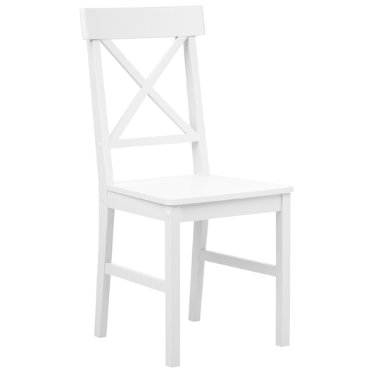 Set da pranzo tavolo e 4 sedie cottage rustico in legno di pioppo bianco con schienale a doghe in legno