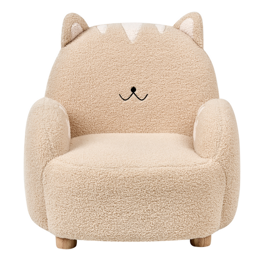 Poltrona per bambini Bouclé Gatto Beige Tappezzeria Sedia bassa per bambini Forma