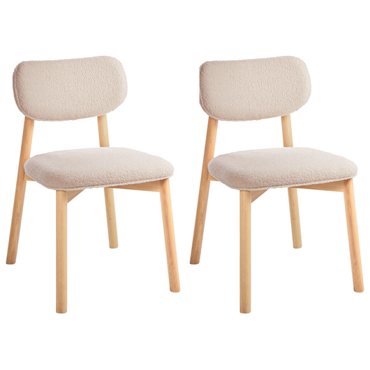 Set di 2 sedie da pranzo con struttura in legno di gomma boucle marrone chiaro e beige Seduta e schienale imbottiti Sala da pranzo Cucina