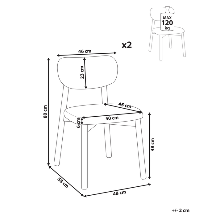 Set di 2 sedie da pranzo con struttura in legno di gomma boucle marrone chiaro e beige Seduta e schienale imbottiti Sala da pranzo Cucina