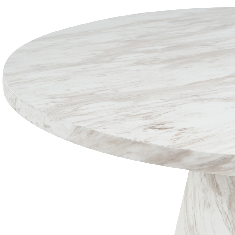 Tavolo da pranzo rotondo con piedistallo ⌀ 120 base effetto marmo bianco stile tradizionale