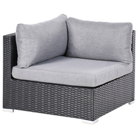 Set di divani da giardino a 2 pezzi nero con cuscini grigi Tavolino d'angolo a 5 posti