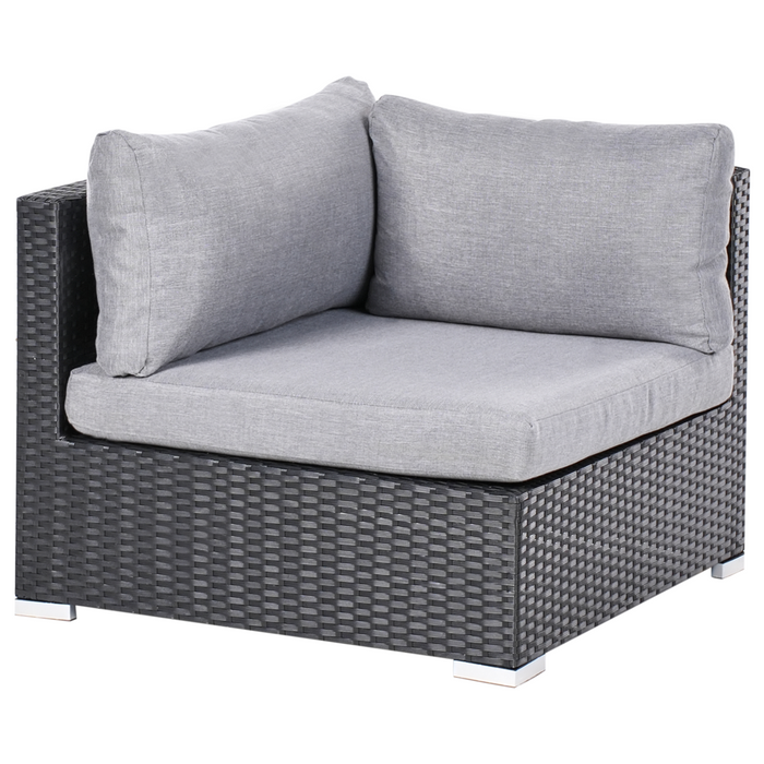 Set di divani da giardino a 2 pezzi nero con cuscini grigi Tavolino d'angolo a 5 posti